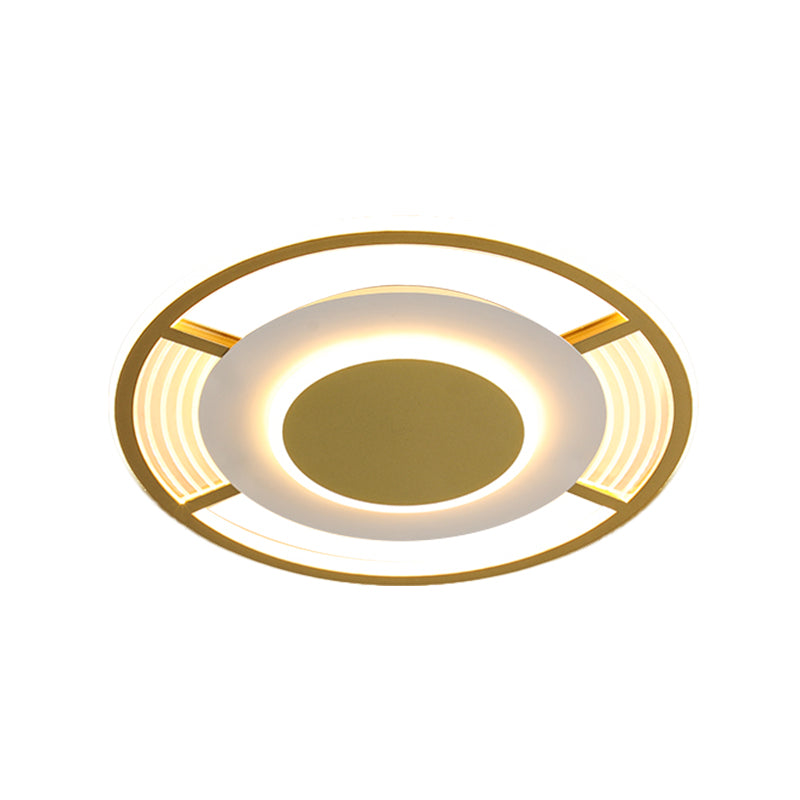 Modern Led Acrylic Round Close To Ceiling Lamp In Black/Gold - Flush Mount With 3 Color Light