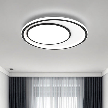 Nordic Led Flushmount Lighting Metal Round Ceiling Flush Mount In Black 16.5/20.5 Width Customizable