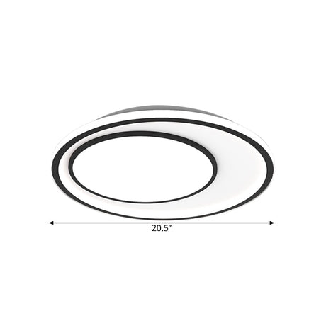Nordic Led Flushmount Lighting Metal Round Ceiling Flush Mount In Black 16.5’/20.5’ Width