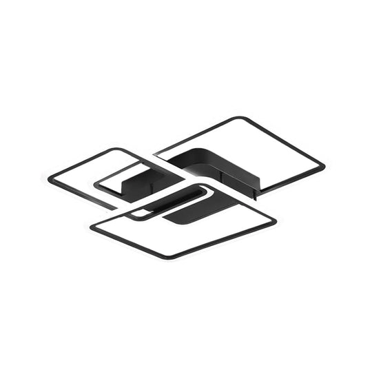 Modern Black Metallic Led Flushmount Lighting For Bedrooms - Rectangle And Square Options