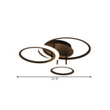 Modern Tiered Led Bedroom Flush Mount Lighting In Brown 19.5’/21.5’ W (Customizable 7 Days)