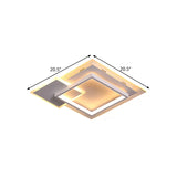 Contemporary Led White Ceiling Light With Warm/White - Metal Square Flushmount 16.5/20.5