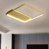 18’/21.5’ Gold Square Led Bedroom Ceiling Lamp - Modern Semi Mount Light With Warm/White