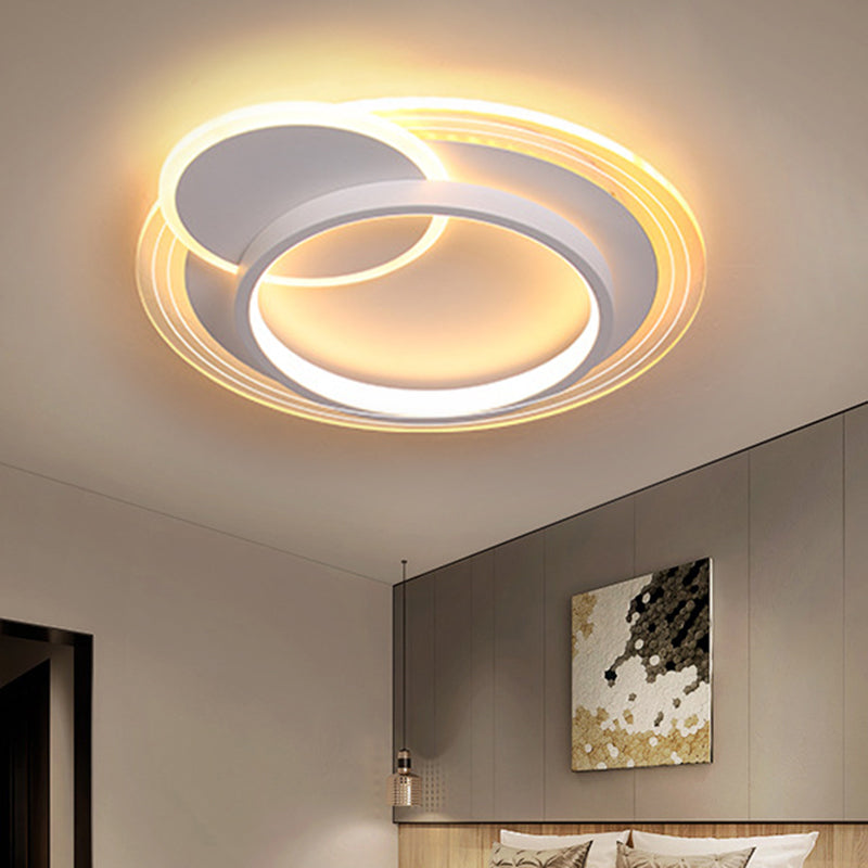 Minimalistic Led Ceiling Flush Mount Lamp Metallic Round Design 16.5/20.5 Wide Warm/White Light
