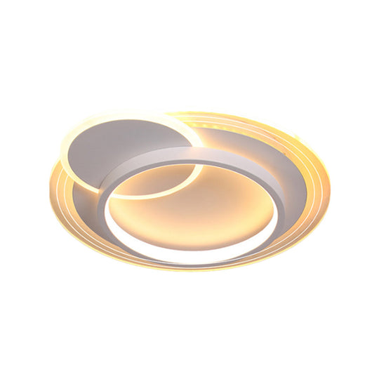 Minimalistic Led Ceiling Flush Mount Lamp Metallic Round Design 16.5/20.5 Wide Warm/White Light