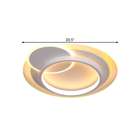 Minimalistic Led Ceiling Flush Mount Lamp Metallic Round Design 16.5/20.5 Wide Warm/White Light