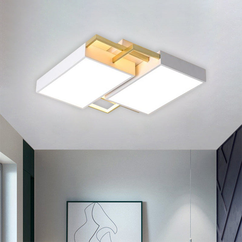 Modern Metal Led Flush Mount Light In Black/Gold Finish 16/19.5 Width With Warm/White Gold / 16 Warm