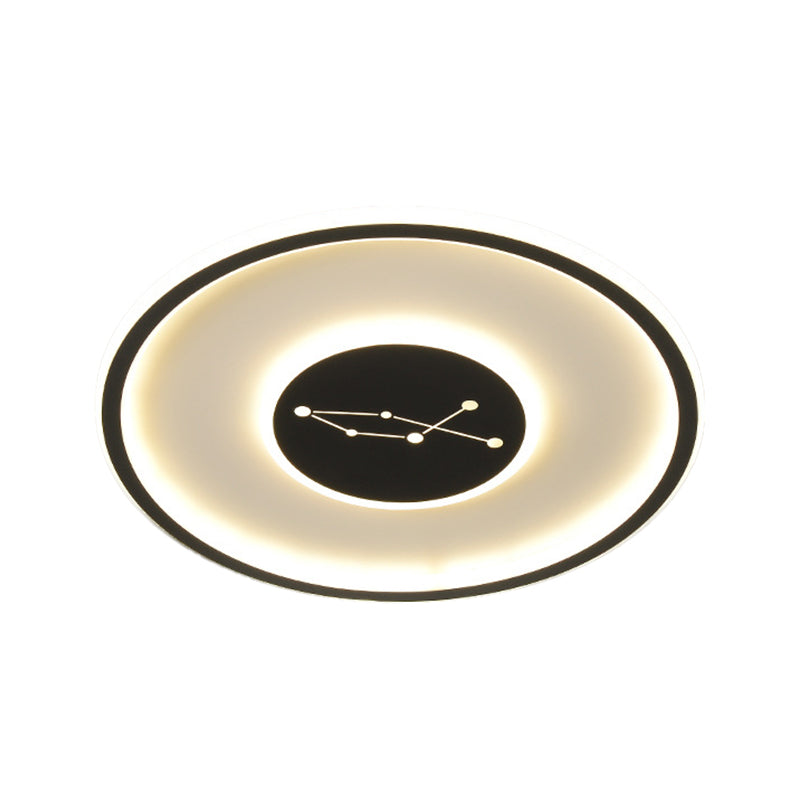 Modern Led Flush Mount Ceiling Lamp - Sleek Acrylic Design With Adjustable Light Color Black Finish