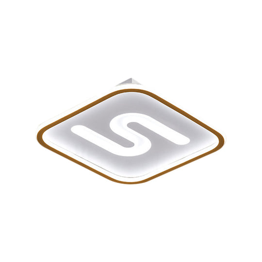 16’/19.5’ Modern Black/Gold Led Flush Mount With Warm/White Light And S - Shaped Design - Metal