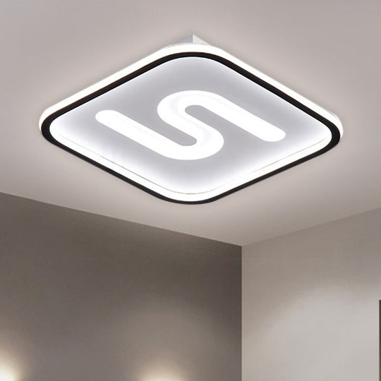 16’/19.5’ Modern Black/Gold Led Flush Mount With Warm/White Light And S - Shaped Design - Metal