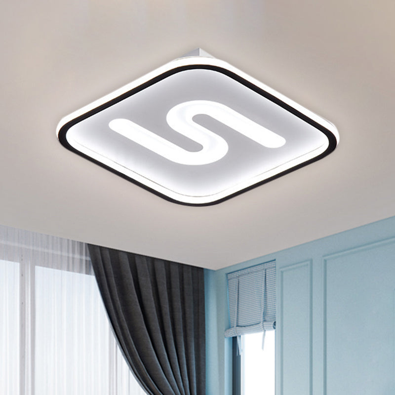 16’/19.5’ Modern Black/Gold Led Flush Mount With Warm/White Light And S - Shaped Design - Metal