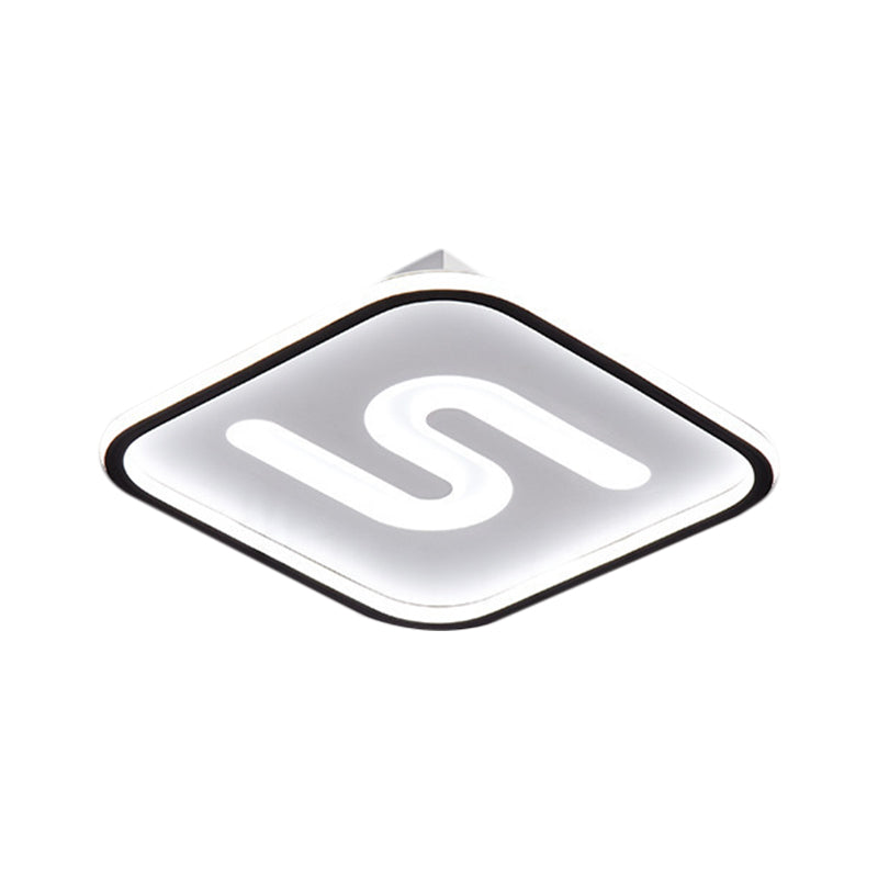 16’/19.5’ Modern Black/Gold Led Flush Mount With Warm/White Light And S - Shaped Design - Metal