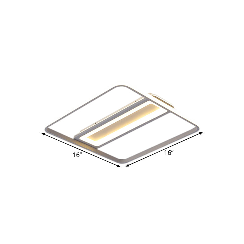 Plastic Flush Ceiling Light - Nordic Design Led 16/19.5 Width White/Warm