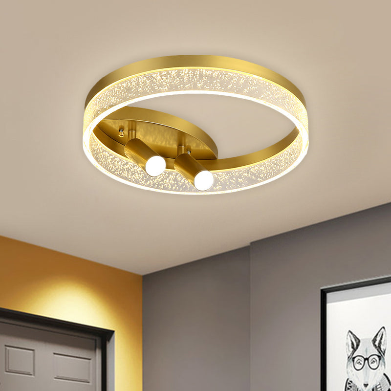 Modern Style Gold Round Led Flush Mount Spotlight - Warm/White Light 16/19.5 Width