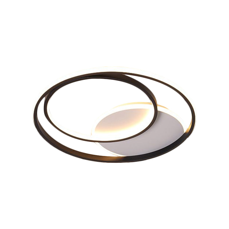 18’/21.5’ Simple Round Led Ceiling Flushmount Fixture In Black Warm/White Light