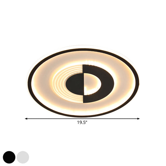 16’/19.5’ Round Acrylic Ceiling Lamp - Minimalist Led Flush Mount Lighting In Warm/White