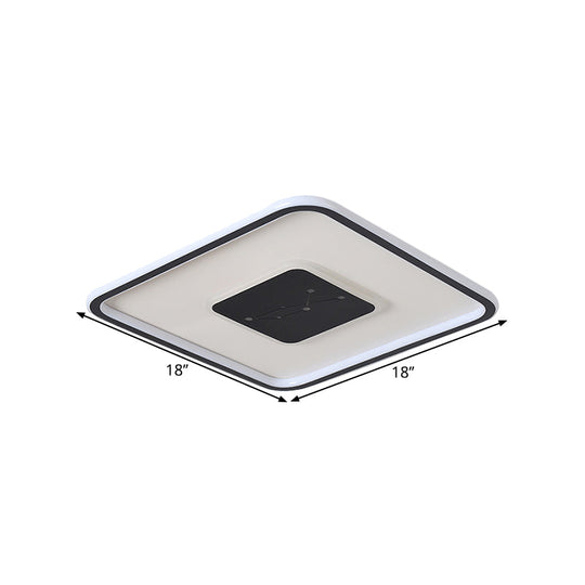 Led Bedroom Flush Mount Lighting - Minimalistic Black Ceiling Fixture With Squared Acrylic Shade
