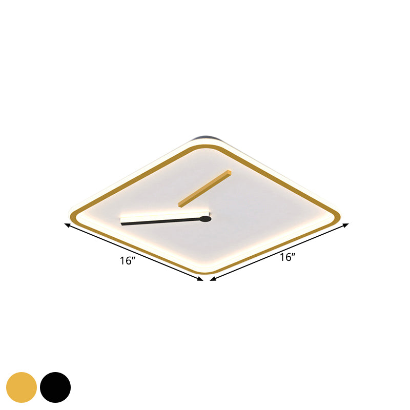 Modern Acrylic Led Flush Mount Lamp - Black/Gold Warm/White Light 16’/19.5’ Wide