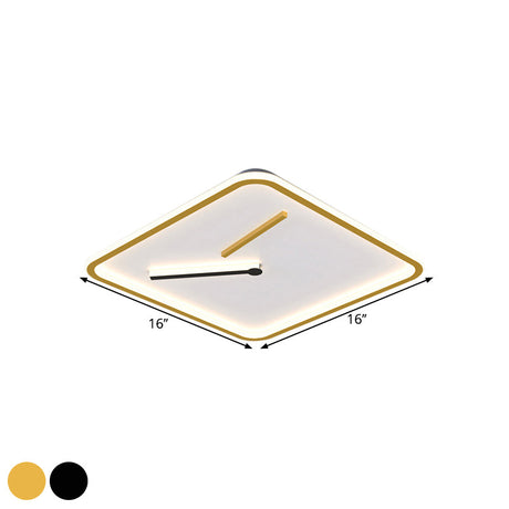 Modern Acrylic Led Flush Mount Lamp - Black/Gold Warm/White Light 16’/19.5’ Wide