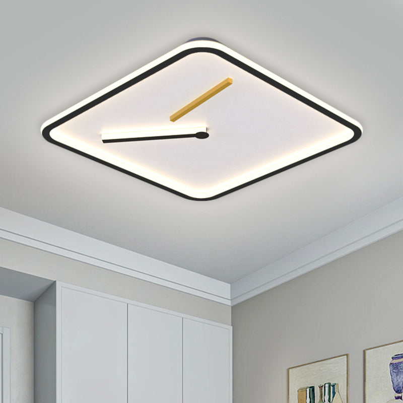 Modern Acrylic Led Flush Mount Lamp - Black/Gold Warm/White Light 16’/19.5’ Wide Black / 16’ White