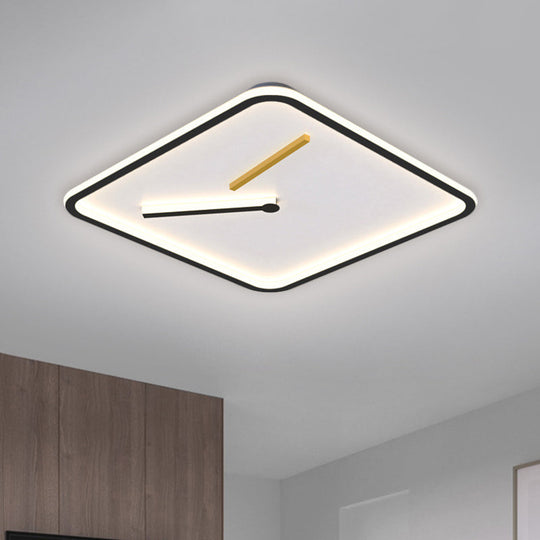 Modern Acrylic Led Flush Mount Lamp - Black/Gold Warm/White Light 16’/19.5’ Wide