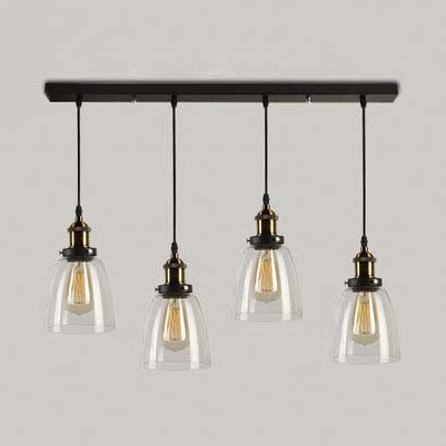 Clear Glass Multi Pendant Hanging Light Fixture With Vintage Charm - 3/4/5 Lights Aged Brass Finish