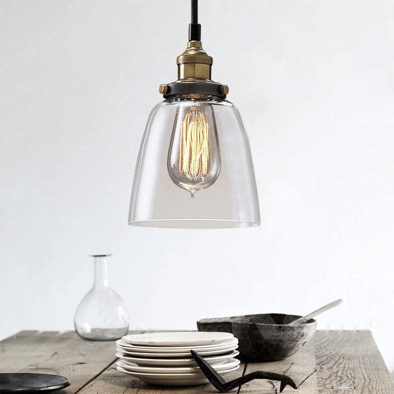 Clear Glass Multi Pendant Hanging Light Fixture With Vintage Charm - 3/4/5 Lights Aged Brass Finish