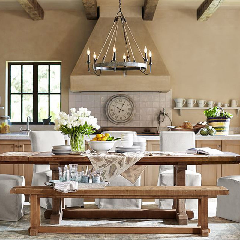 Vintage 6-Head Candle Chandelier Pendant Lamp In Black/Rust For Restaurants 6 / Rust