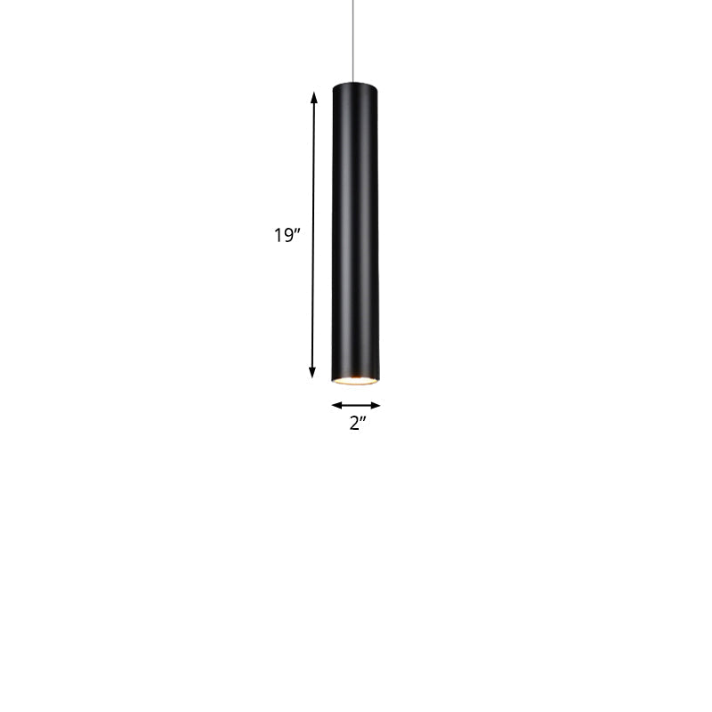 Cylinder Aluminum Pendant Lights - Minimalist Black Led Lighting For Dining Room (11’/19’/27’