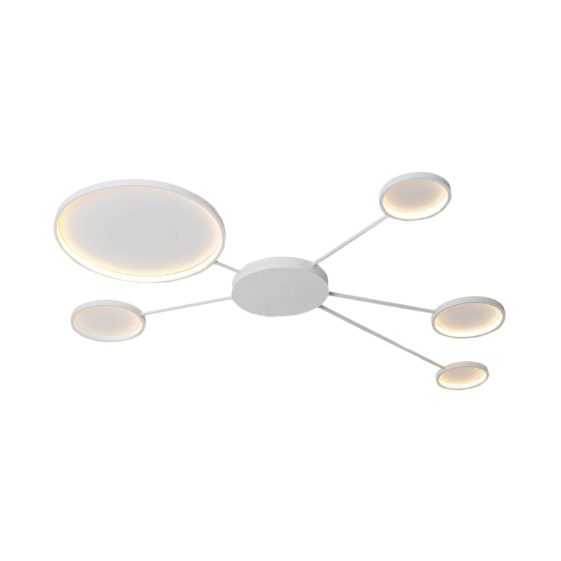 Modern Spoke Design Led Flush Mount Acrylic Ceiling Light In Black/White – Warm/White Illumination