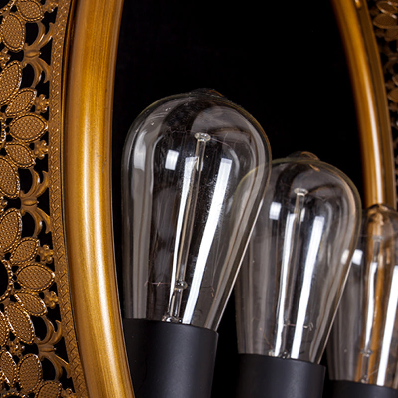 Metal Hanging Light: Brass Industrial Chandeliers - Bare Bulb 3-Light For Living Room