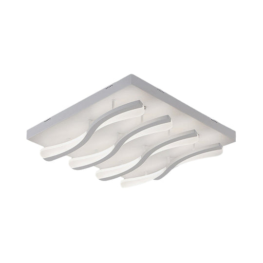 Modern Acrylic Led Flushmount Lighting - Wavy Design 21.5’/26’ Wide Ceiling Flush Light For
