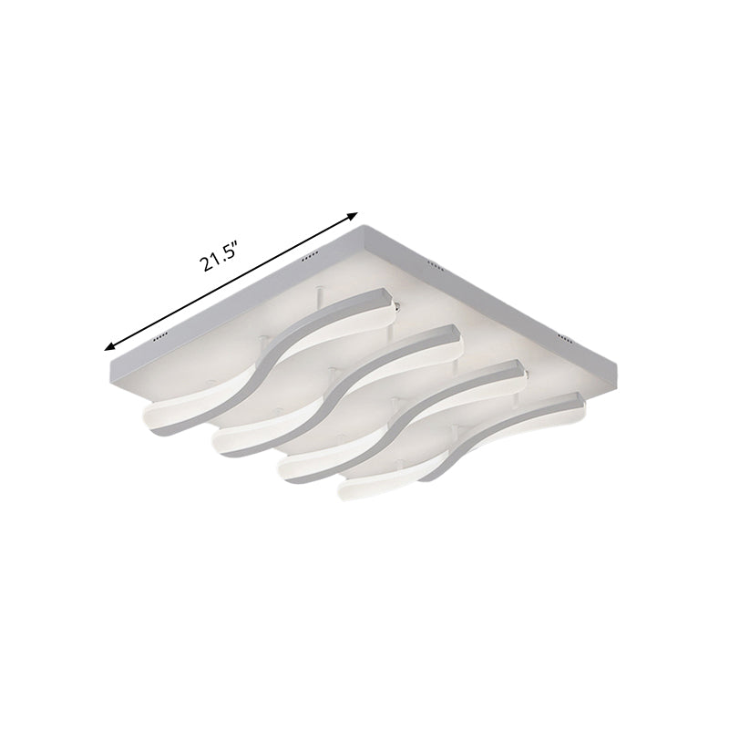 Modern Acrylic Led Flushmount Lighting - Wavy Design 21.5’/26’ Wide Ceiling Flush Light For