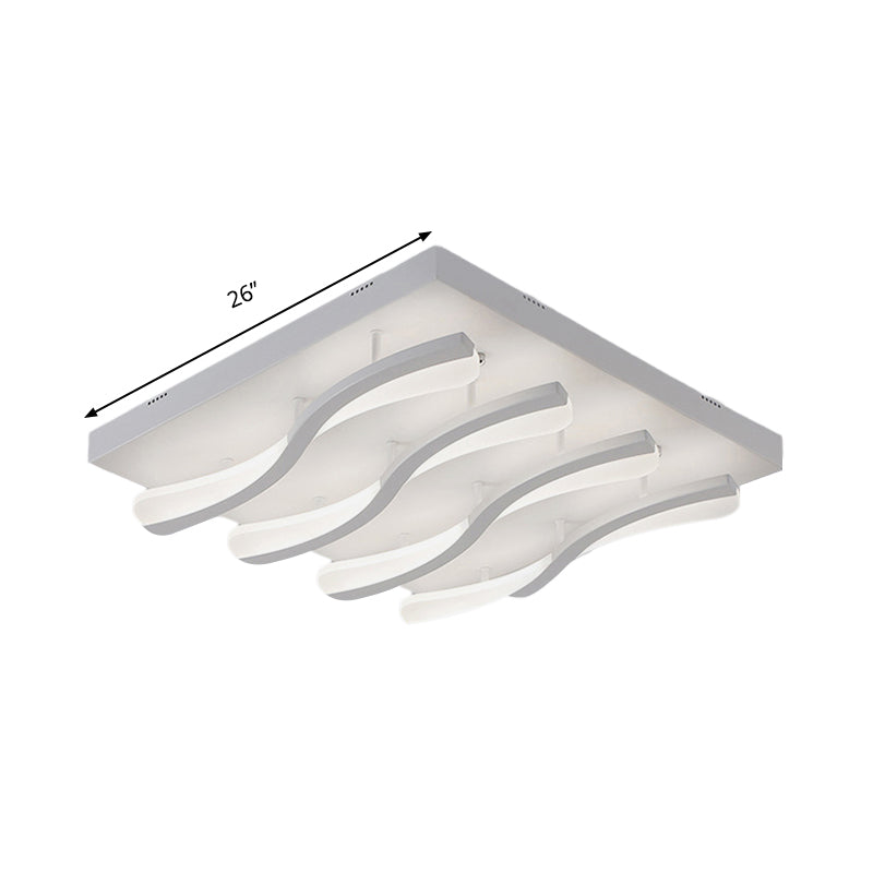 Modern Acrylic Led Flushmount Lighting - Wavy Design 21.5’/26’ Wide Ceiling Flush Light For