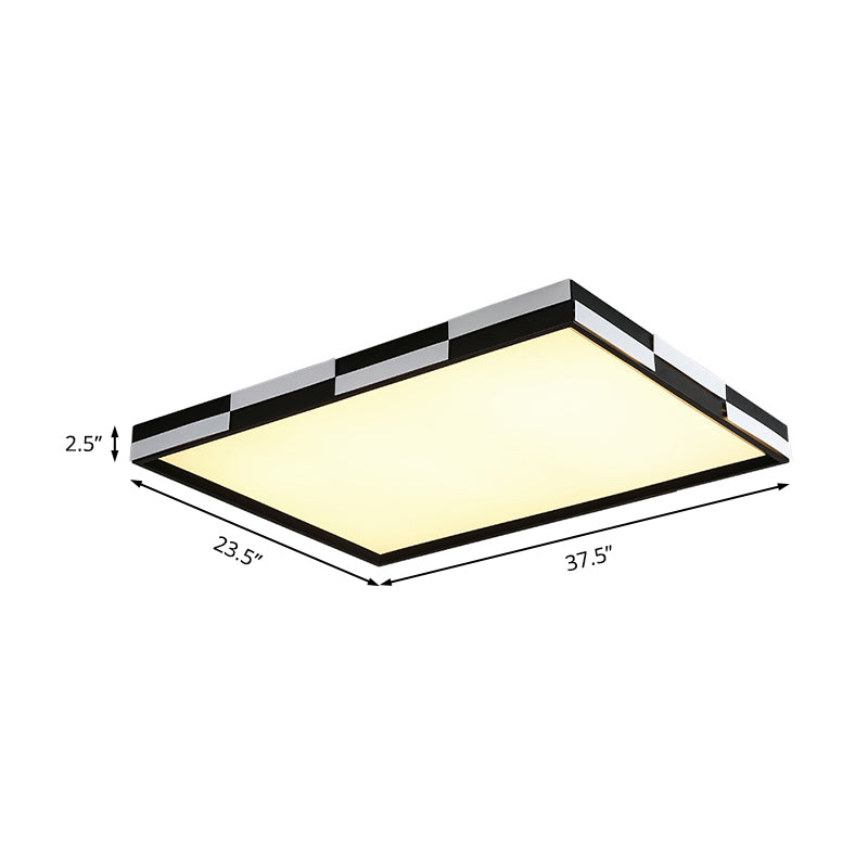 Modern Acrylic Led Black Flush Mount Light Warm/White 16’/19.5’/37.5’ Wide
