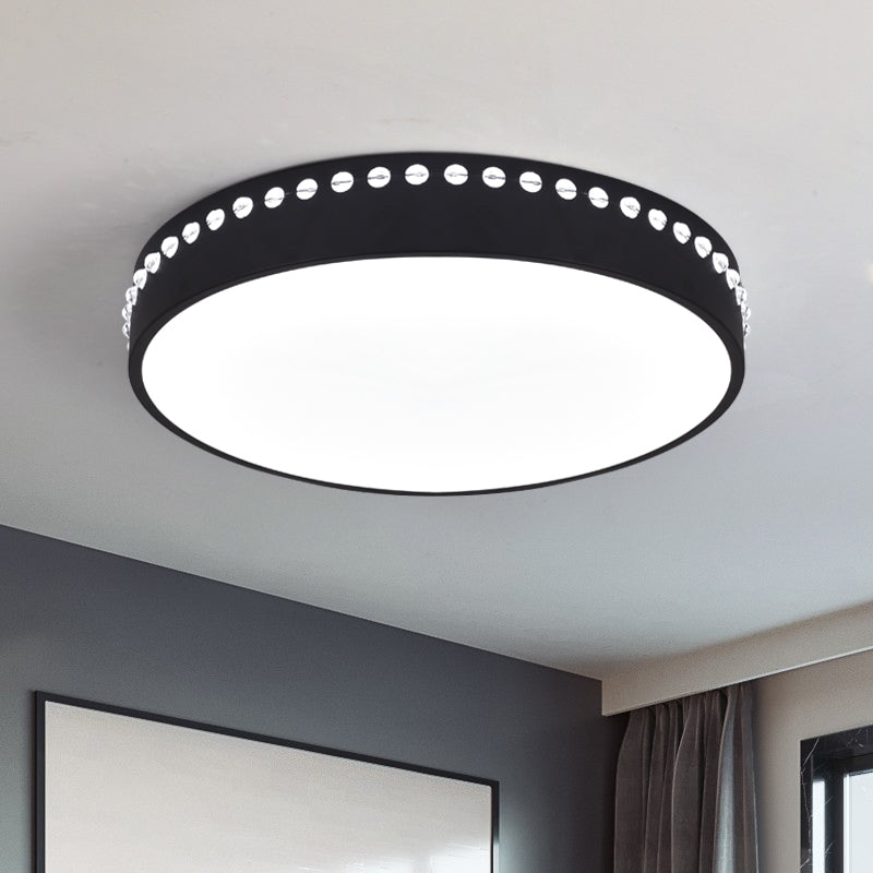 Modern Acrylic Flush Mount Drum Ceiling Light Fixture Led Black/White/Grey Warm/White 14/18/21.5 Dia