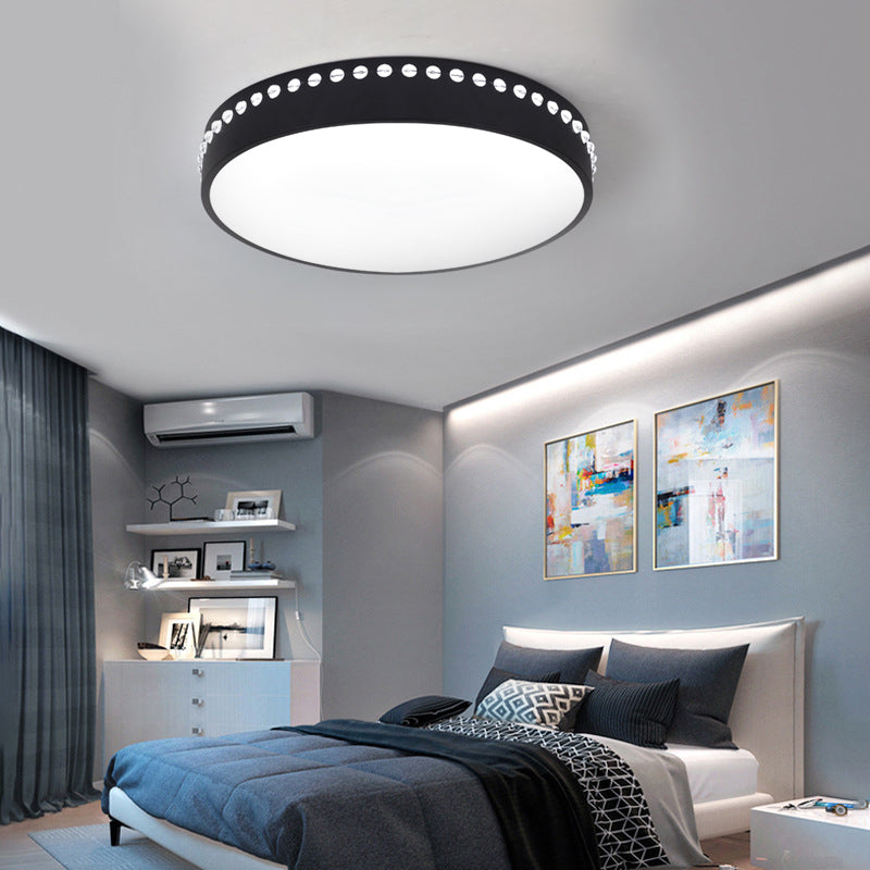 Modern Acrylic Flush Mount Drum Ceiling Light Fixture Led Black/White/Grey Warm/White