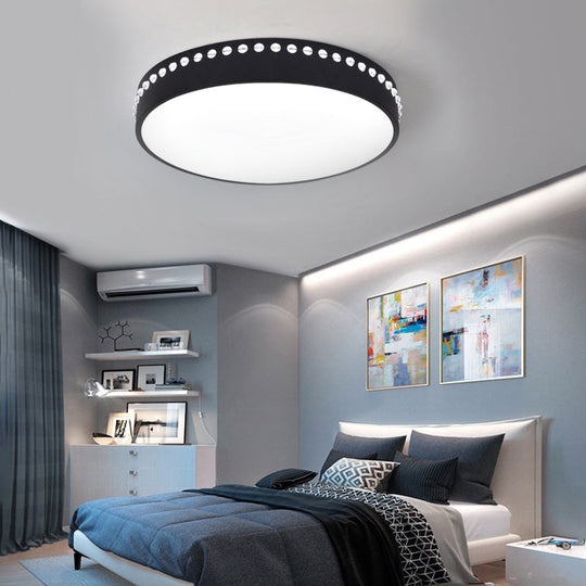 Modern Acrylic Flush Mount Drum Ceiling Light Fixture Led Black/White/Grey Warm/White 14/18/21.5 Dia