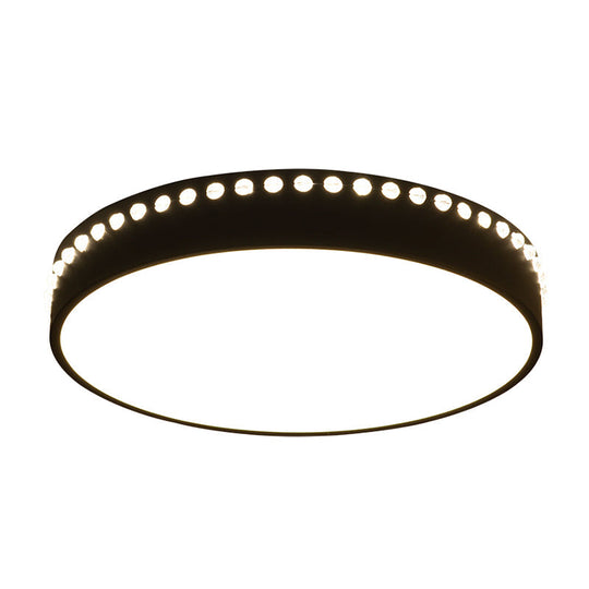 Modern Acrylic Flush Mount Drum Ceiling Light Fixture Led Black/White/Grey Warm/White 14/18/21.5 Dia