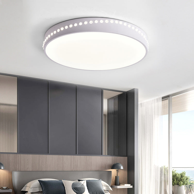 Modern Acrylic Flush Mount Drum Ceiling Light Fixture Led Black/White/Grey Warm/White 14/18/21.5 Dia