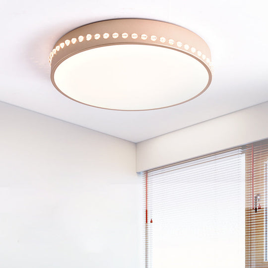 Modern Acrylic Flush Mount Drum Ceiling Light Fixture Led Black/White/Grey Warm/White