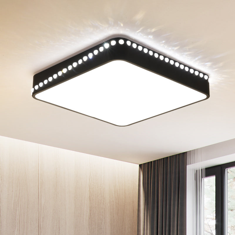 Modern Acrylic Led Ceiling Lamp With Crystal Accents - Available In Black White And Gold Finish