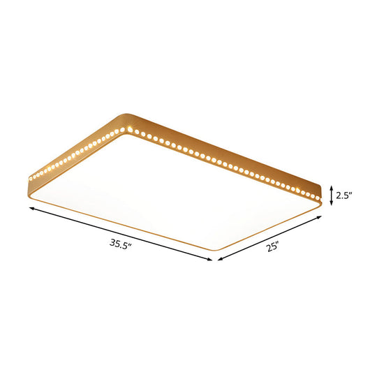 Modern Led Flush Mount Ceiling Light In White/Gold With Crystal Accents