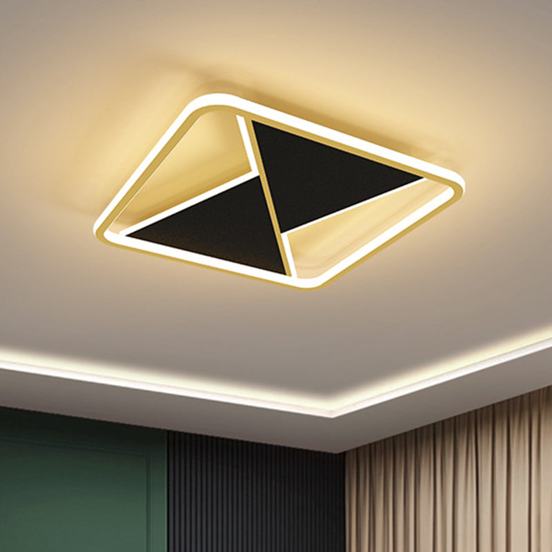 Square Flush Mount Metal Led Ceiling Light Fixture In Gold 16’/19.5’ Wide - Simplicity Combined