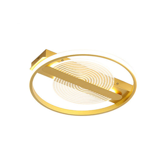 Contemporary Gold Led Flush Mount Lamp - 16.5’/20.5’ Wide Warm/White Light