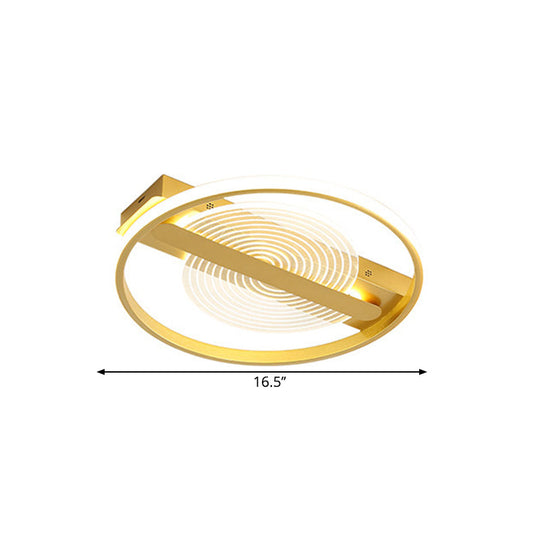 Contemporary Gold Led Flush Mount Lamp - 16.5’/20.5’ Wide Warm/White Light