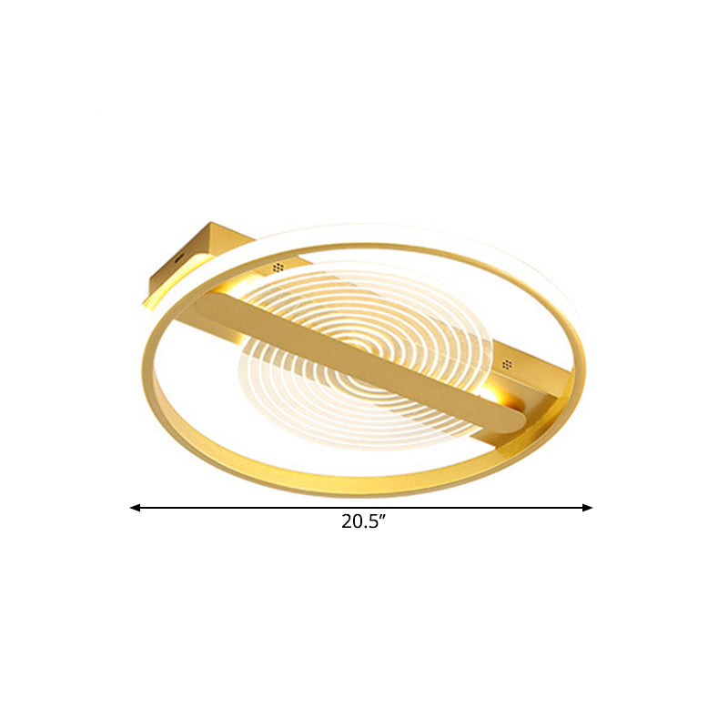 Contemporary Gold Led Flush Mount Lamp - 16.5’/20.5’ Wide Warm/White Light