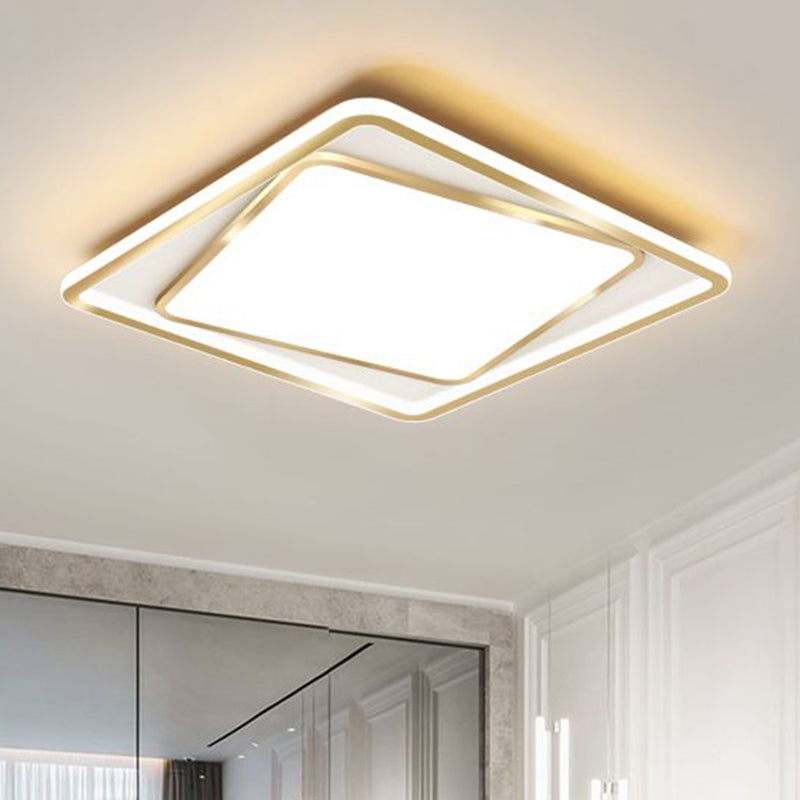 Minimalistic Metal Gold Flush Mount Lamp - 16.5’/20.5’ Wide Led Ceiling Lighting (Customizable