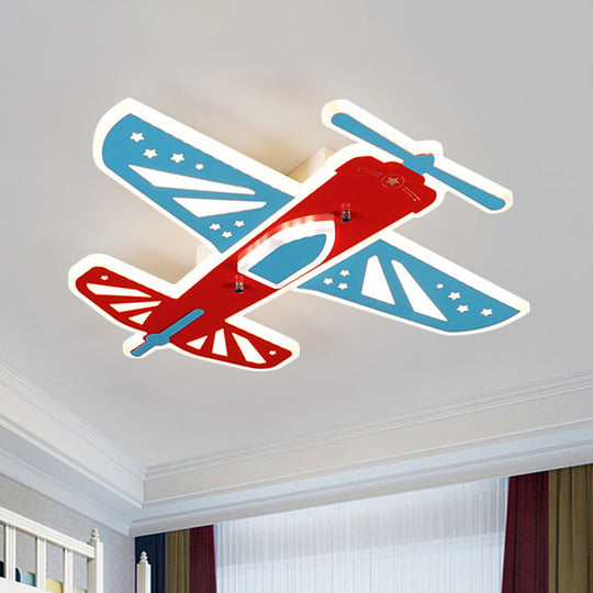 Acrylic Led Plane Shape Flush Ceiling Light For Boy’s Room In Red And Blue