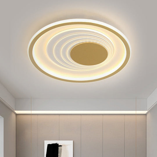 Minimalist Black/Gold Metal Flush Lamp - Led Ceiling Light In Warm/White 16’/19.5’ Width